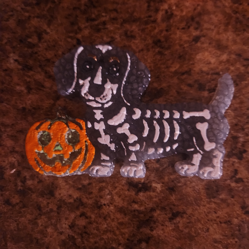 This One Is Sold..I Can Make Another.Car Smellie, Dachshund With Glowing Pumpkin